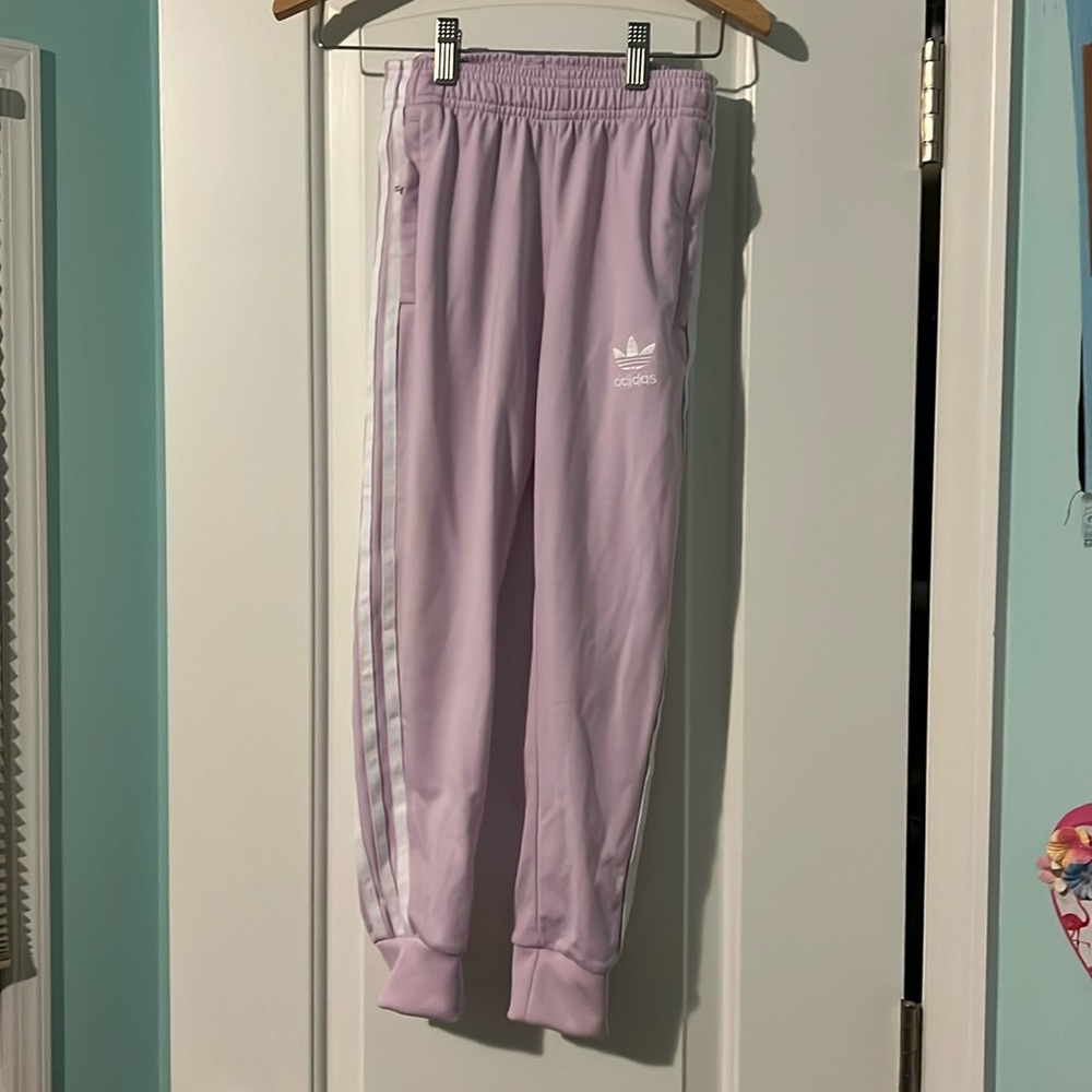 Kids purple adidas pants